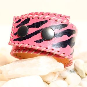 Custom pink Leather Bracelet